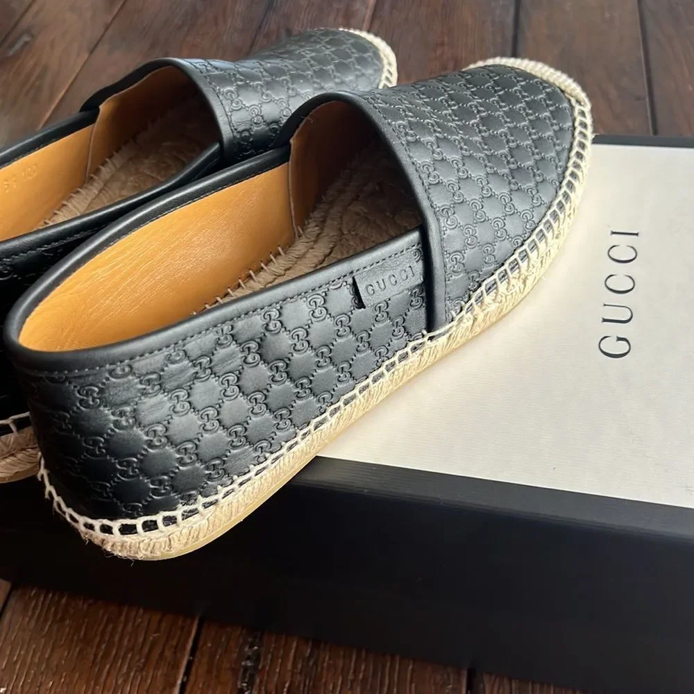 Gucci Black Leather Espadrilles